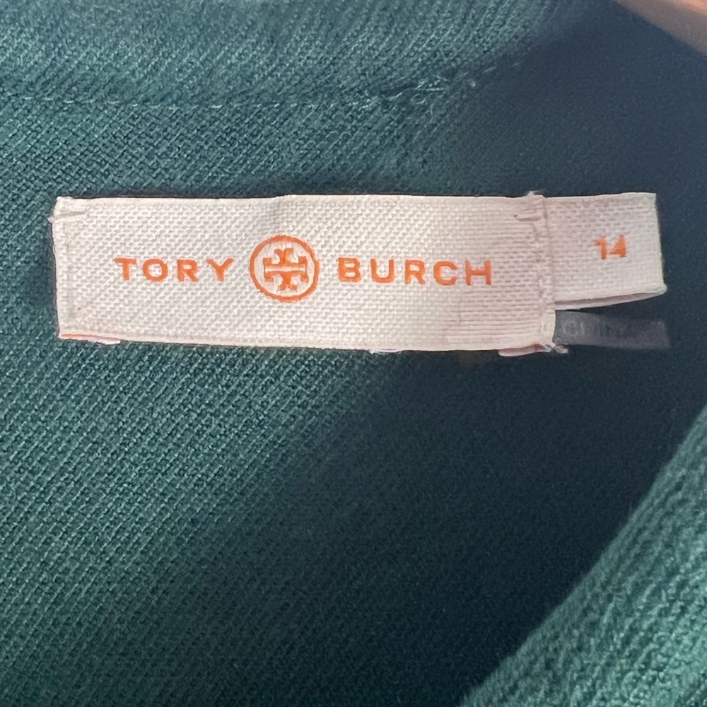 Tory Burch Green Twill Midi Jumper Dress - Picture 9 of 12
